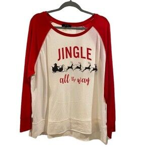 Women's XXL T-Shirt Long Sleeve Crew neck Jingle All the Way Modern Canvas